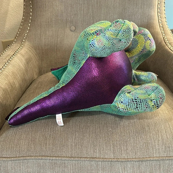 Large Ty Beanie Boos Cinder The Green Dragon Plush large, 16” NWT Iridescent - Picture 8 of 16